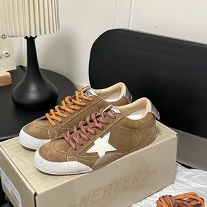 Golden Goose Olive Suede Low-Top Sneakers